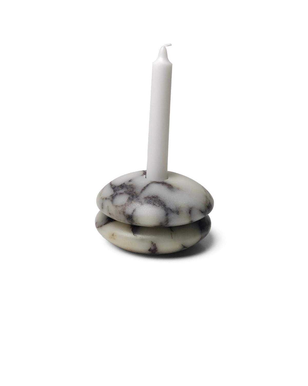 Calacatta Viola marble incense holder with taper candle