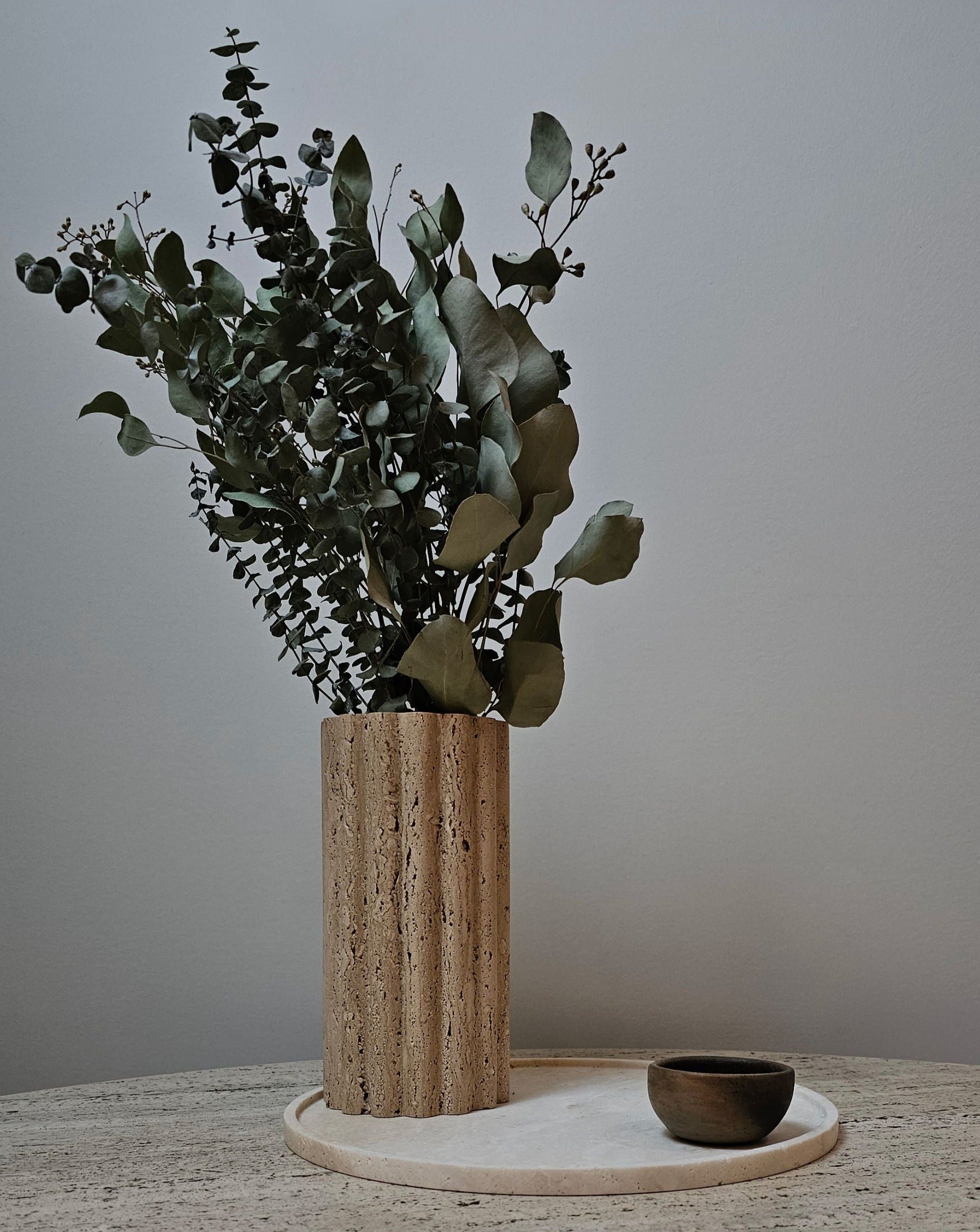Beige Travertine Stone Flower Vase