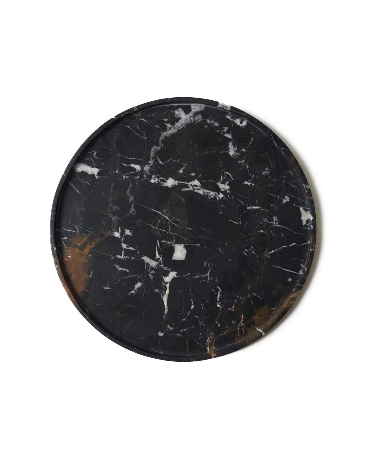 Black Round Marble Tray Decor Accents