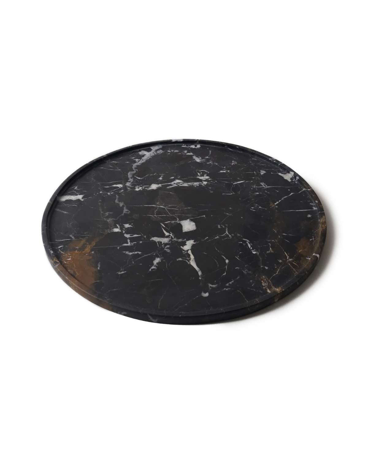 Black Round Marble Tray Decor Accents