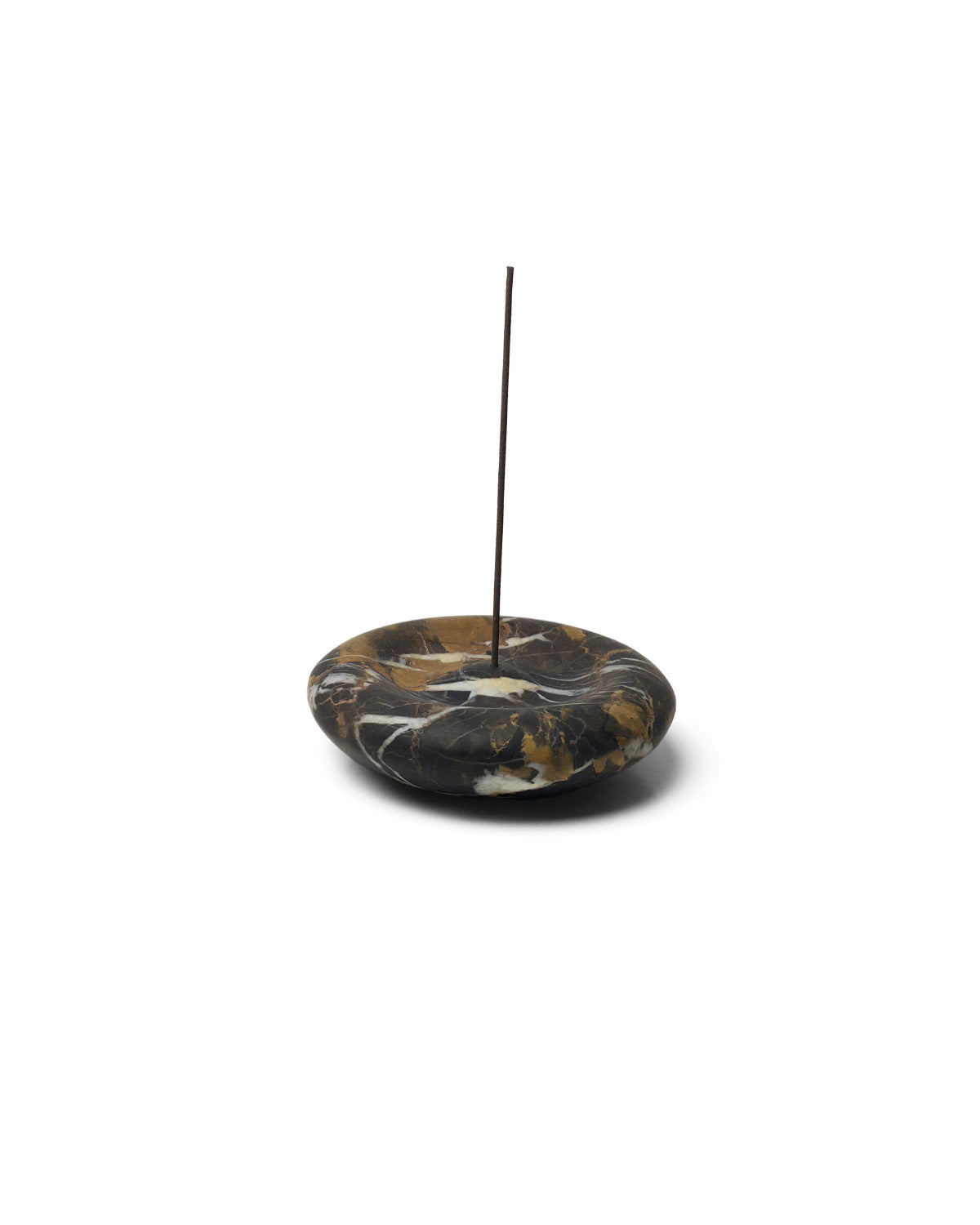 Eros Incense Holder with incense stick, made from Portoro Gold Marble