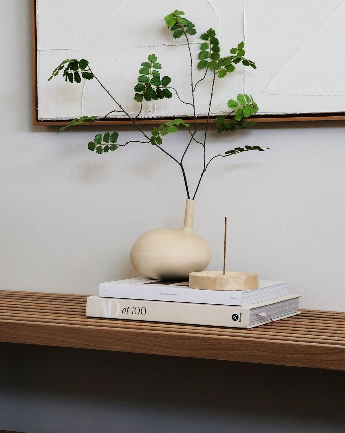 Beige Travertine Incense Holder
