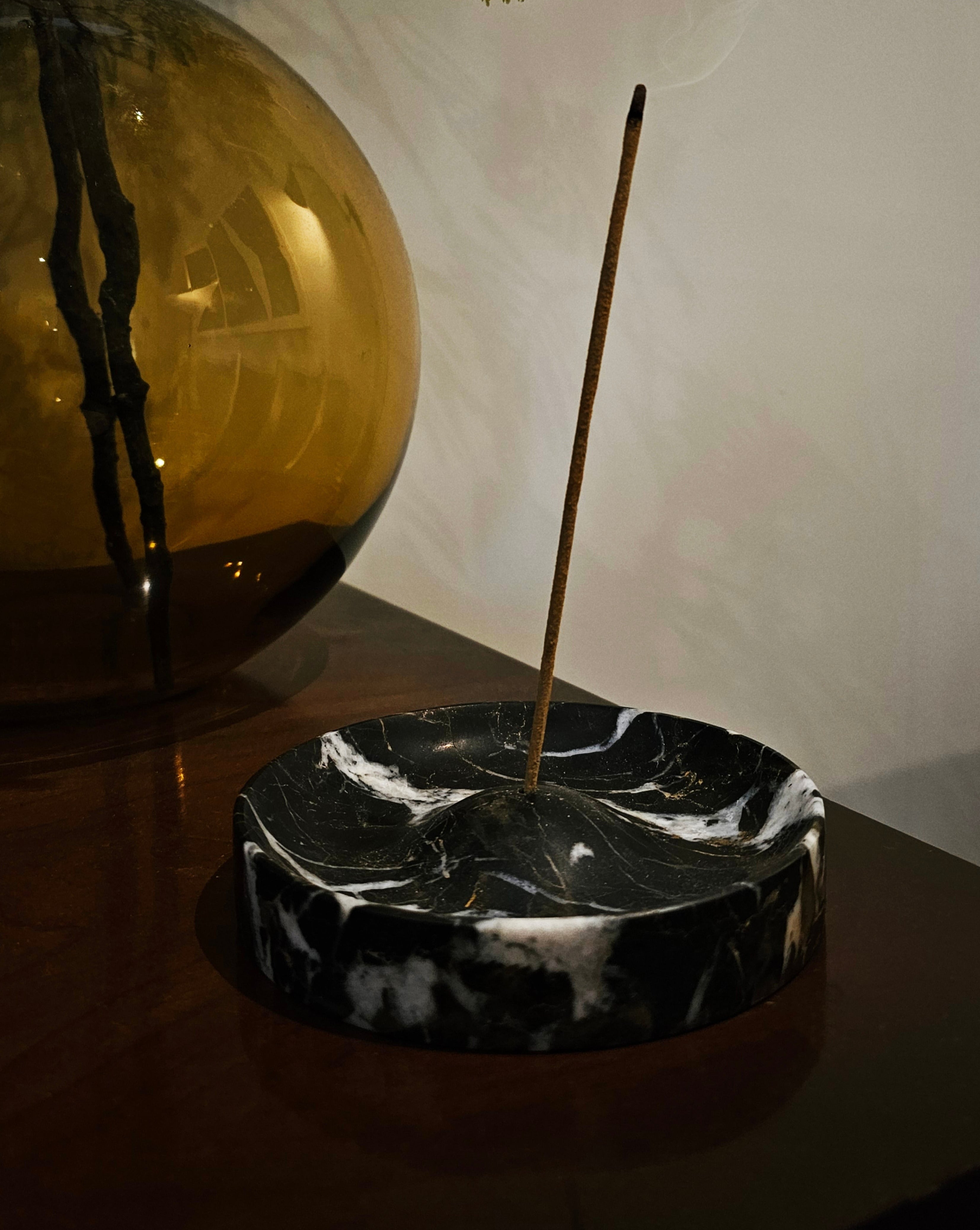 Black Gold Marble Incense Holder