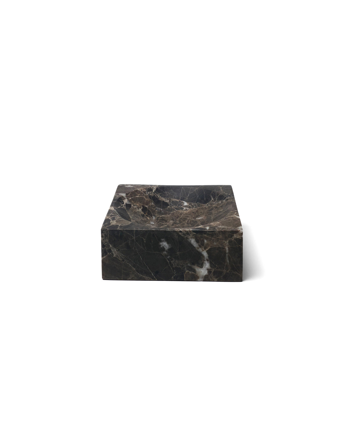 Senda Incense Holder in Emperador Dark marble, square front view