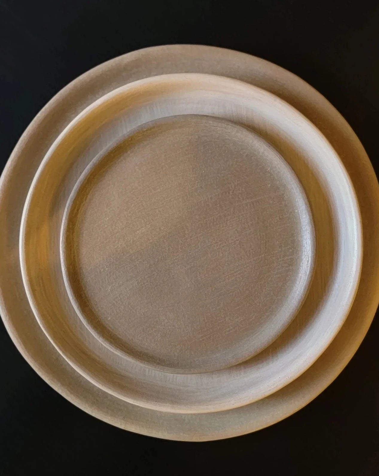 Taupe Cream Plate Pottery Dinnerware 10”