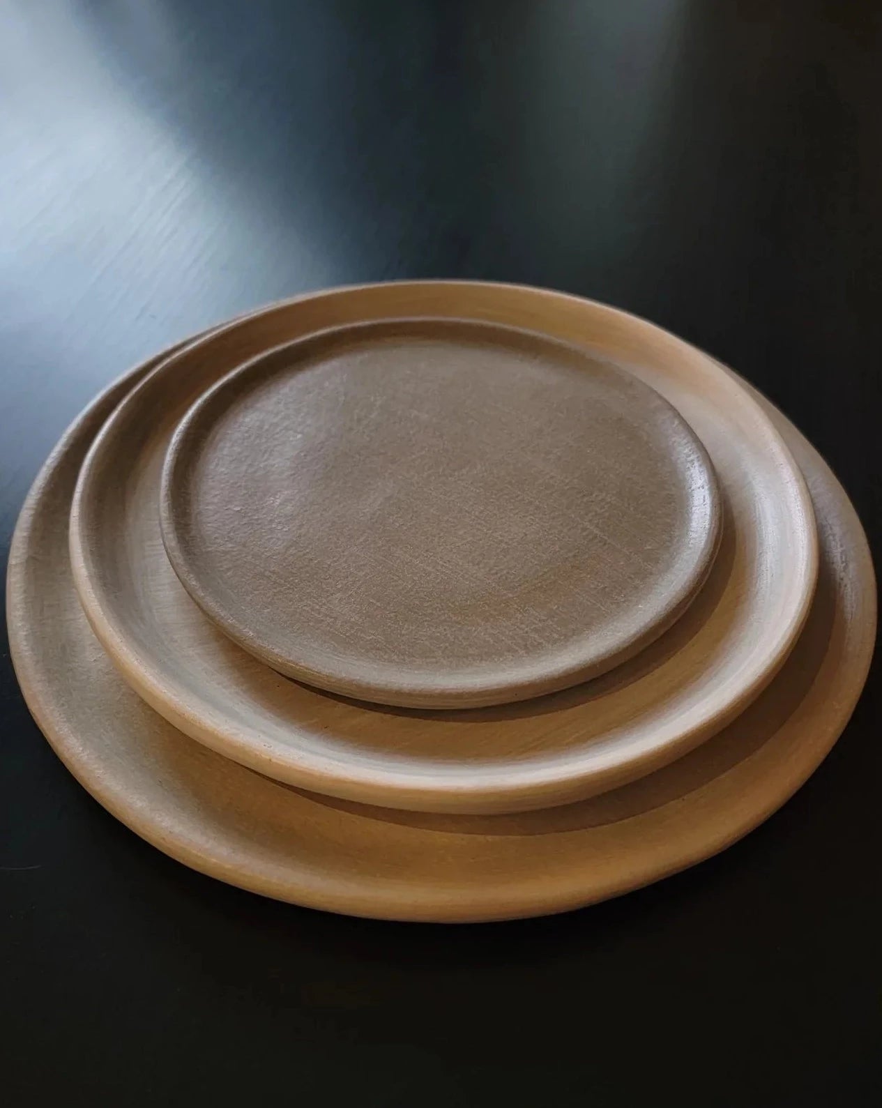 Taupe Cream Plate Pottery Dinnerware 10”