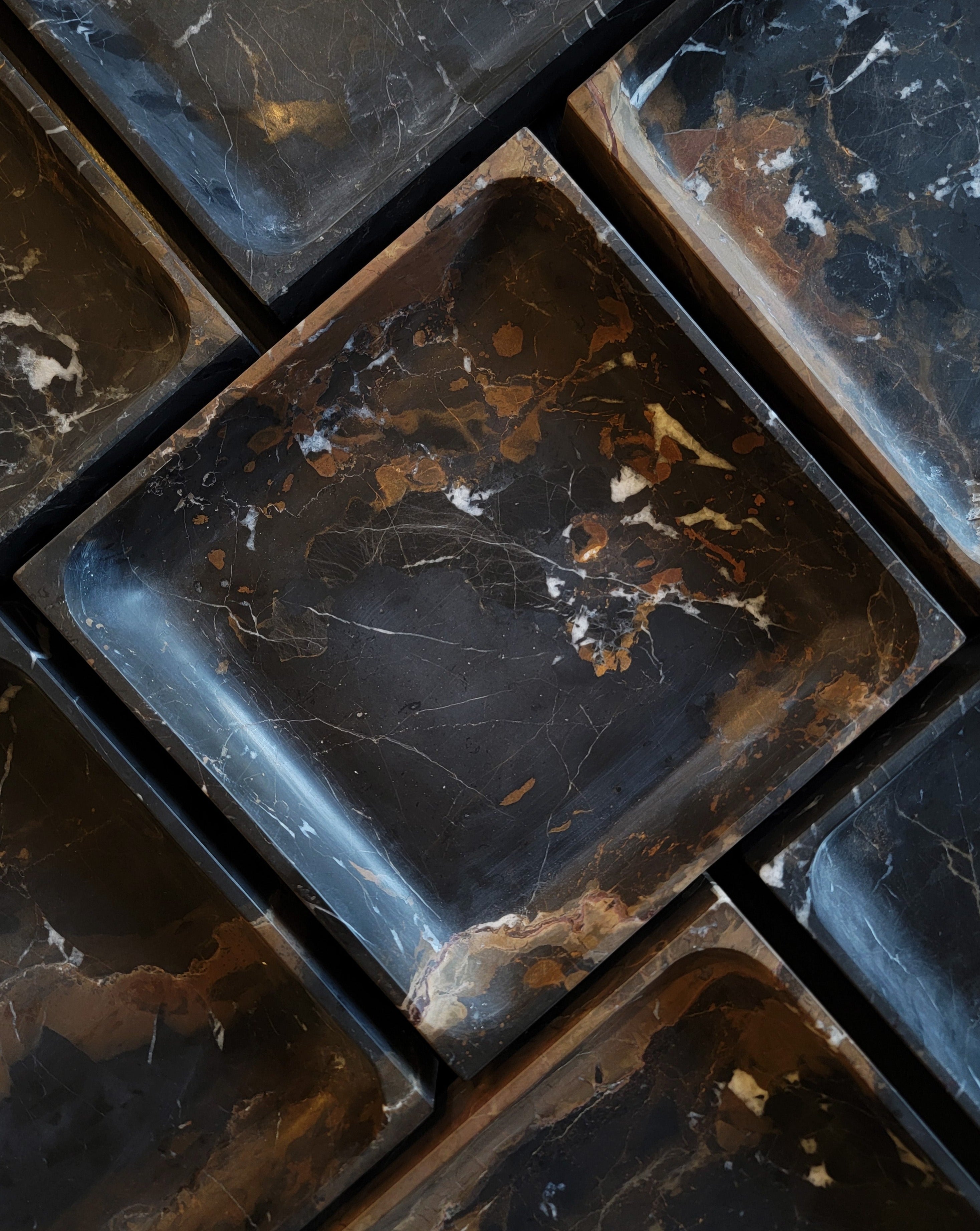 Black Marble Square Tray Decor Accents