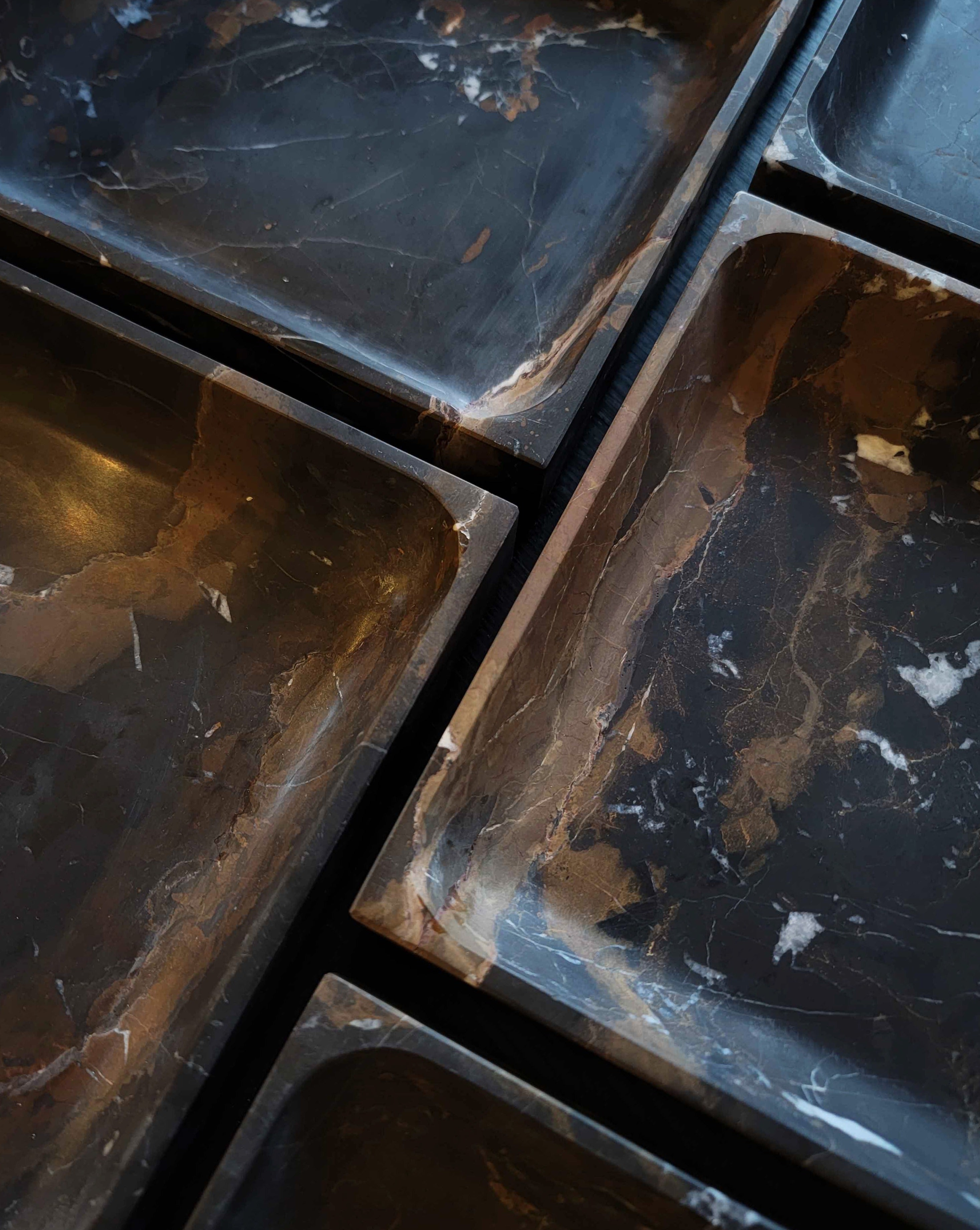 Black Marble Square Tray Decor Accents