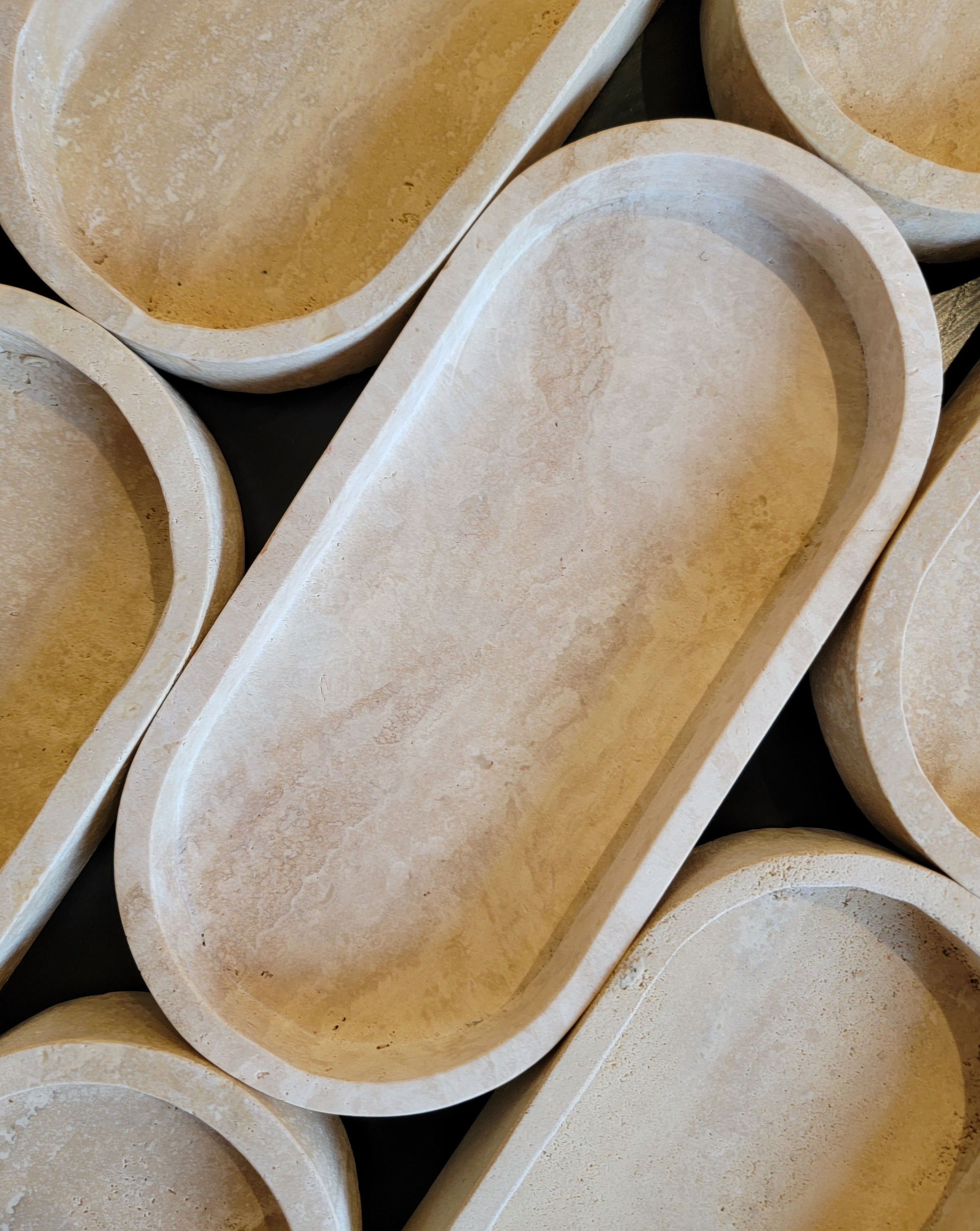 Beige Travertine Oval Tray