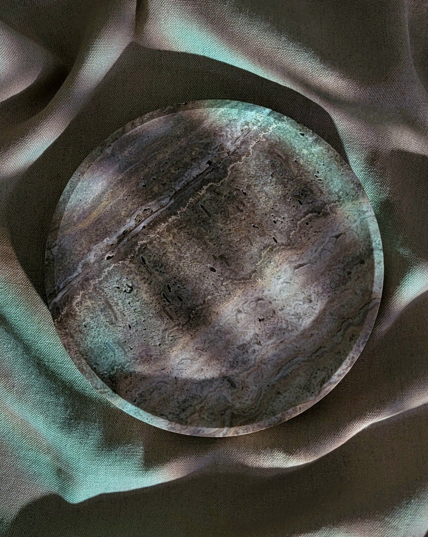 Large Travertine Round Tray