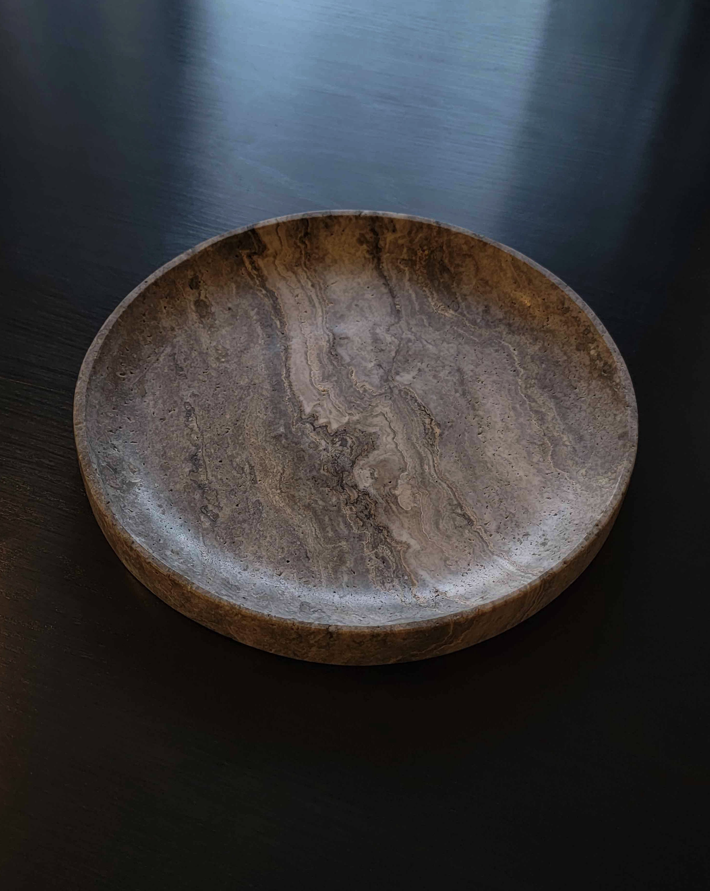 Large Travertine Round Tray