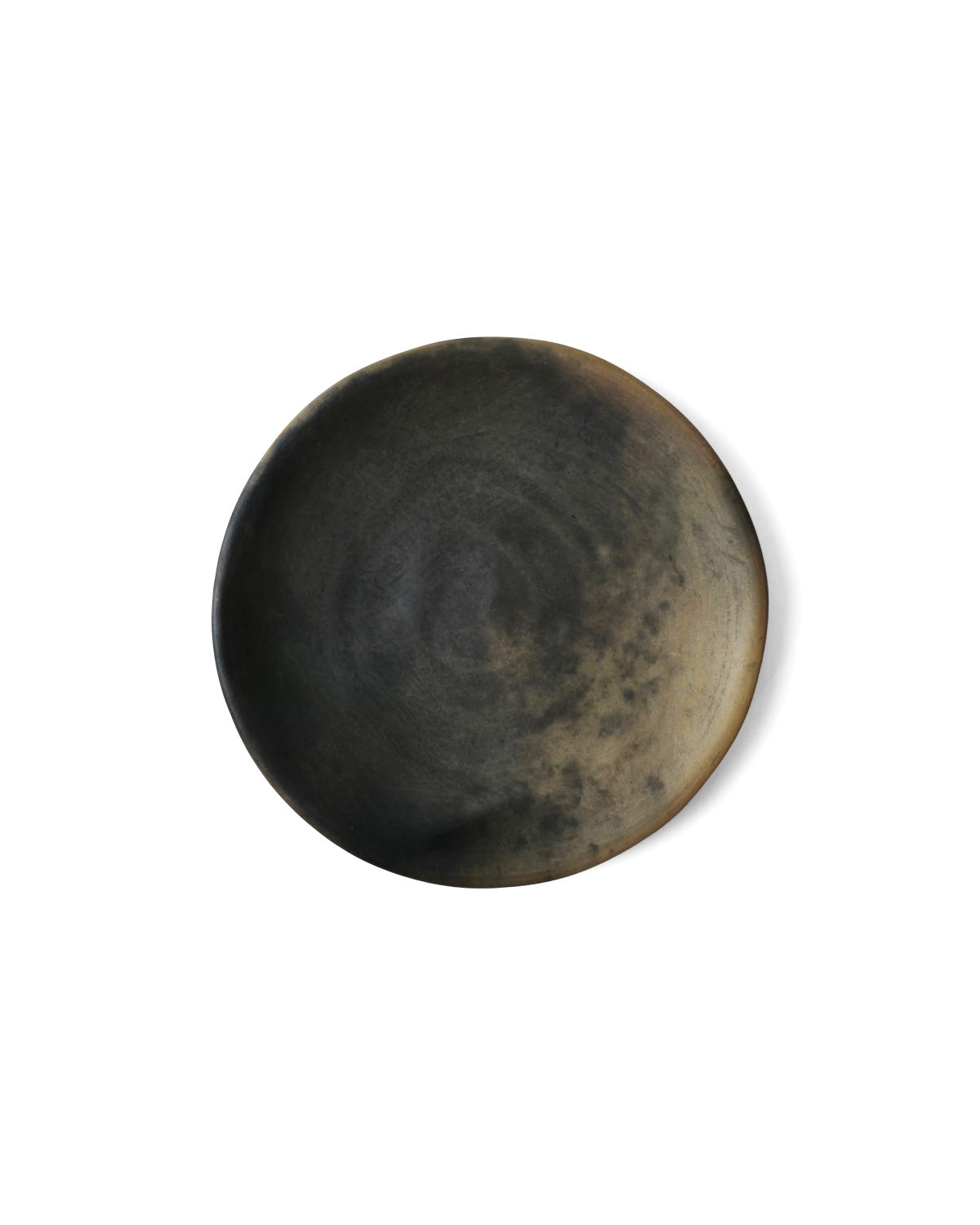 Top view of the handmade Oaxacan Dinner Plate showing natural smoke-fired color variations.