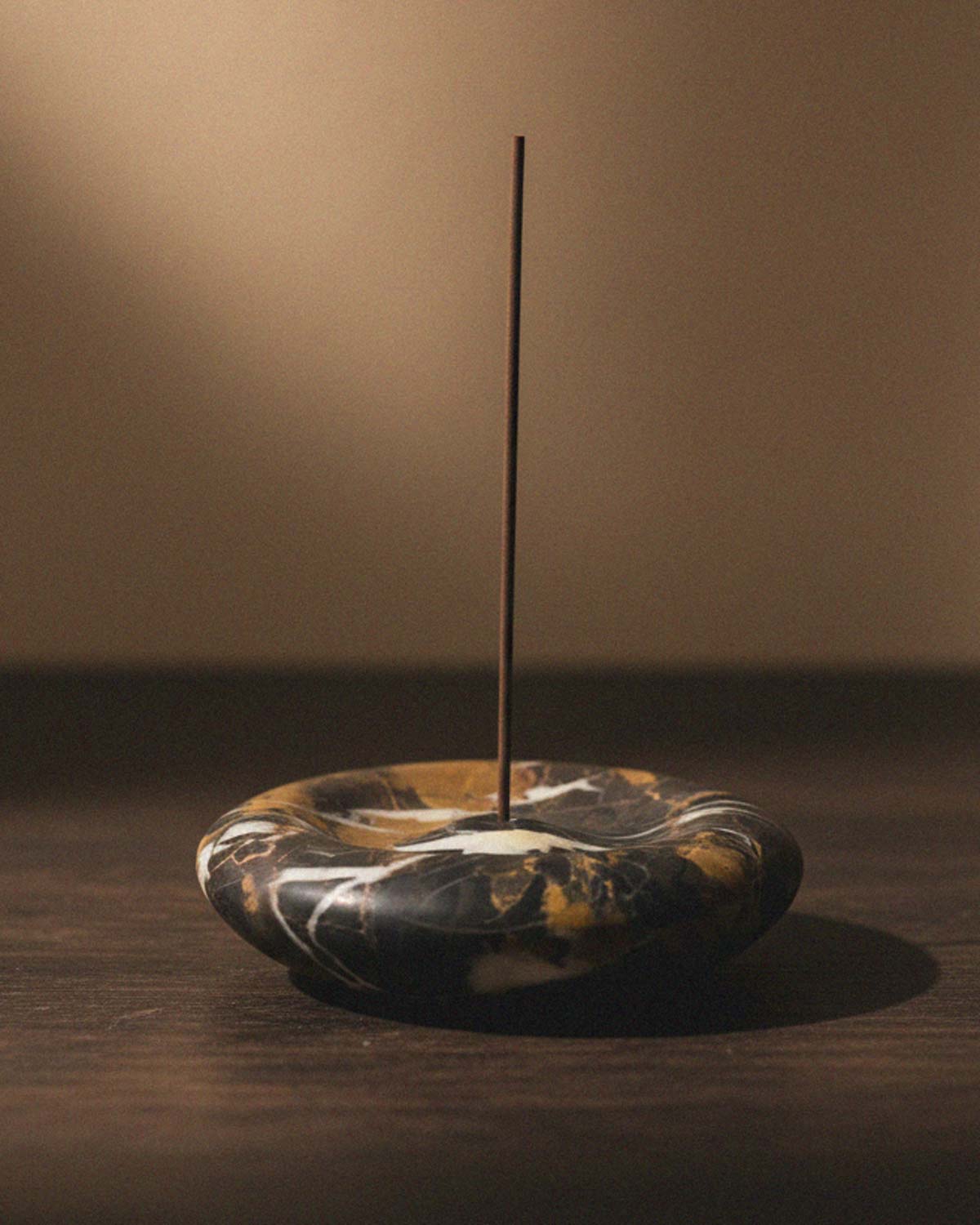 Round marble incense burner