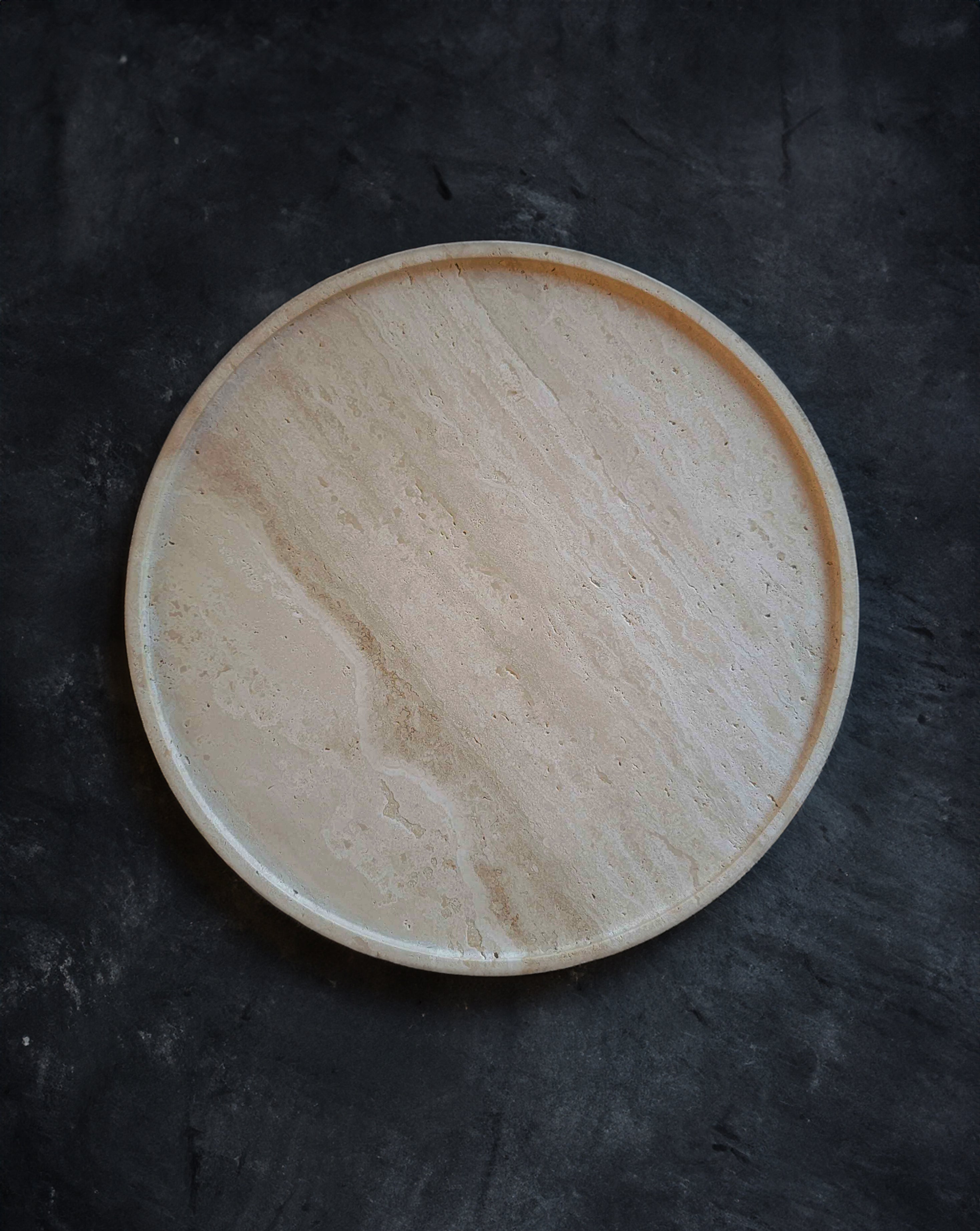 Round Travertine Tray Decor Accents